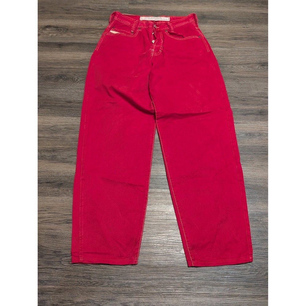 Diesel Saddle Red Straight Leg Jeans Mens 30 Vintage Made in Italy Button Fly